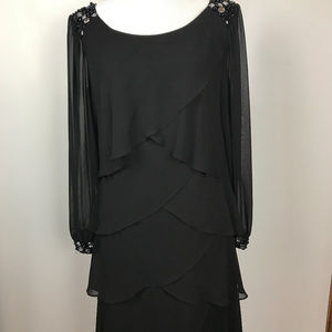 Chiffon Rhinestone Embellished Tiered Dress Sz 16